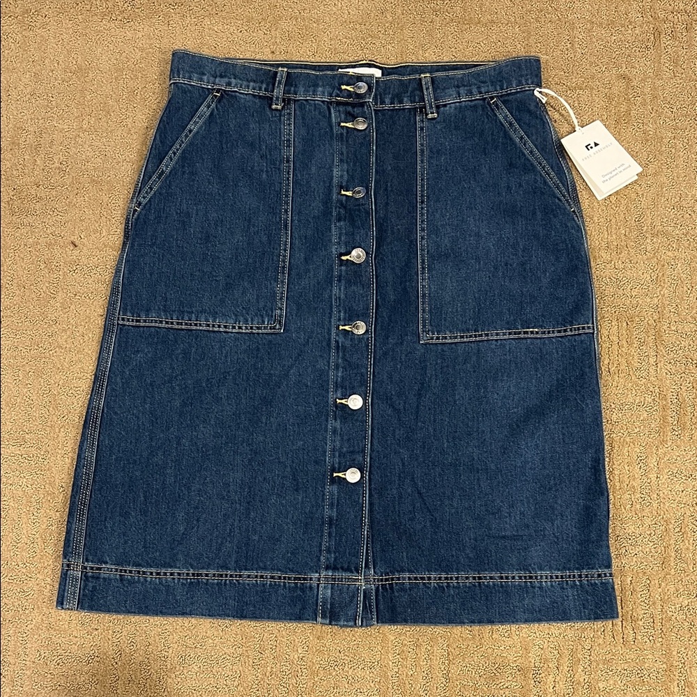 Chic A-Line Denim Skirt - Dark Blue
